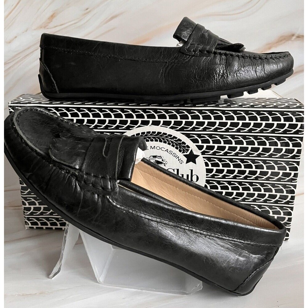 Driver Club USA Women's Genuine Leather Loafer Classic Shoes Office Black S10.5